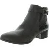 Karen Scott Nadine Womens Block Heel Leather Ankle Boots In Brown