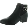 Karen Scott Nadine Womens Faux Leather Block Heel Ankle Boots In Black