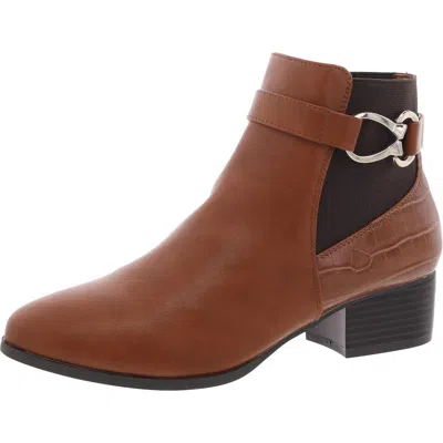 Karen Scott Nadine Womens Faux Leather Ankle Ankle Boots In Pink