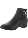Karen Scott Nadine Womens Faux Leather Block Heel Ankle Boots In Black