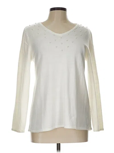 Pre-owned Karen Scott Pullover Sweater In White