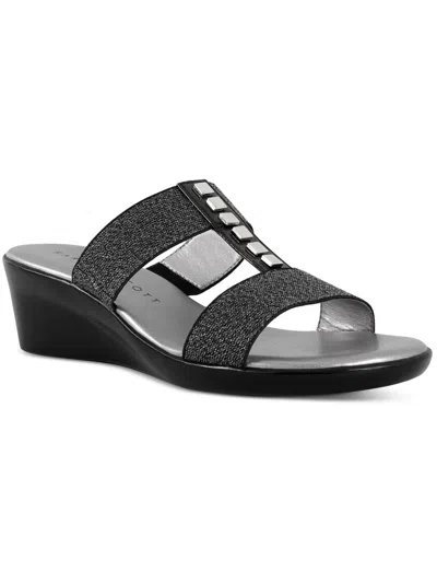 Karen Scott Shirma Womens Sparkly T-strap Slide Sandals In Black