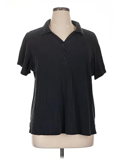 Pre-owned Karen Scott Short Sleeve Blouse In Black