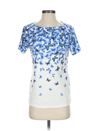 Pre-owned Karen Scott Short Sleeve Blouse In Blue