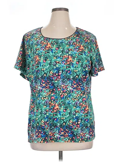 Pre-owned Karen Scott Short Sleeve Blouse In Blue