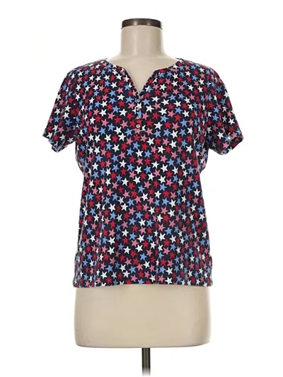 Pre-owned Karen Scott Short Sleeve Blouse In Blue