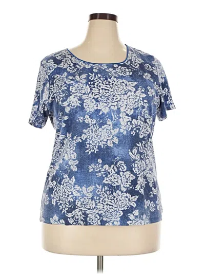Pre-owned Karen Scott Short Sleeve Blouse In Blue