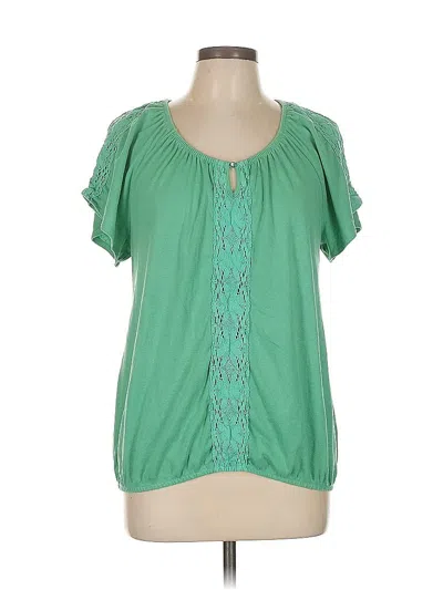 Pre-owned Karen Scott Short Sleeve Blouse In Green