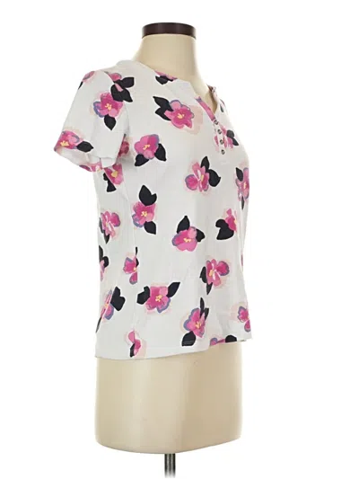 Pre-owned Karen Scott Short Sleeve Blouse In Ivory