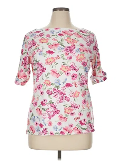 Pre-owned Karen Scott Short Sleeve Blouse In Pink