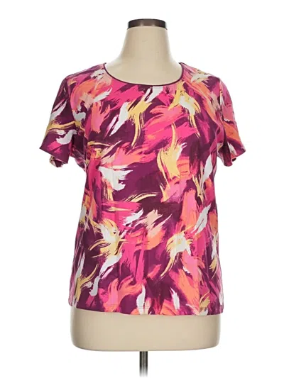 Pre-owned Karen Scott Short Sleeve Blouse In Pink