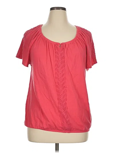 Pre-owned Karen Scott Short Sleeve Blouse In Pink