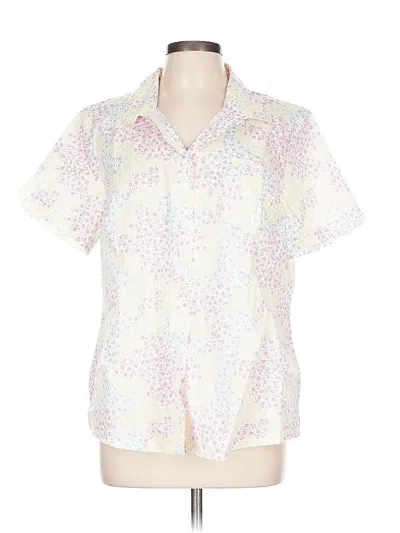 Pre-owned Karen Scott Short Sleeve Blouse In White