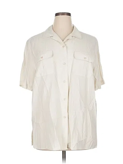 Pre-owned Karen Scott Short Sleeve Blouse In White