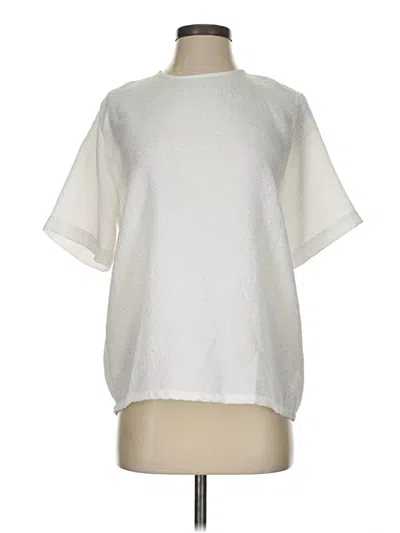 Pre-owned Karen Scott Short Sleeve Blouse In White