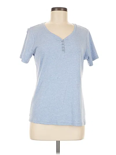 Pre-owned Karen Scott Short Sleeve Henley Shirt In Blue