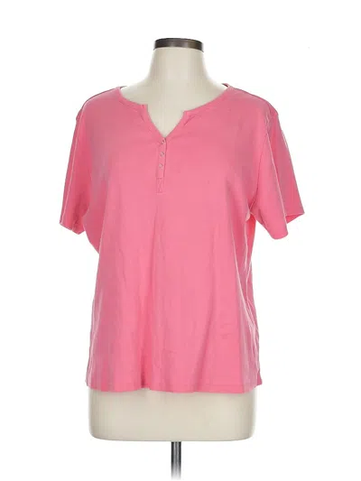 Pre-owned Karen Scott Short Sleeve Henley Shirt In Pink