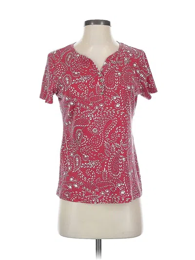 Pre-owned Karen Scott Short Sleeve Henley Shirt In Red