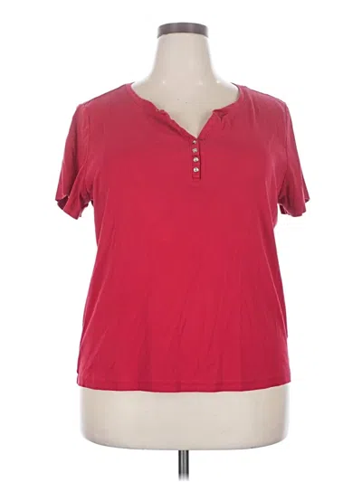 Pre-owned Karen Scott Short Sleeve Henley Shirt In Red