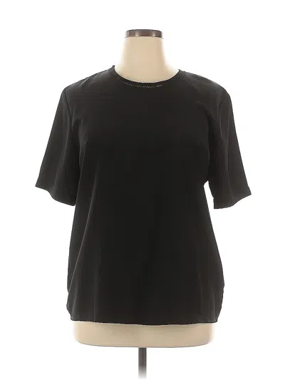 Pre-owned Karen Scott Short Sleeve Top Black Crew Neck Tops