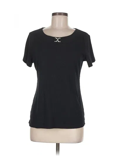 Pre-owned Karen Scott Short Sleeve Top Black Keyhole Neckline Tops