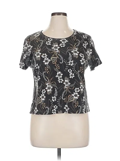 Pre-owned Karen Scott Short Sleeve Top Black Keyhole Neckline Tops