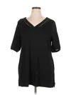 Karen Scott Short Sleeve Top Black V Neck Tops In Black