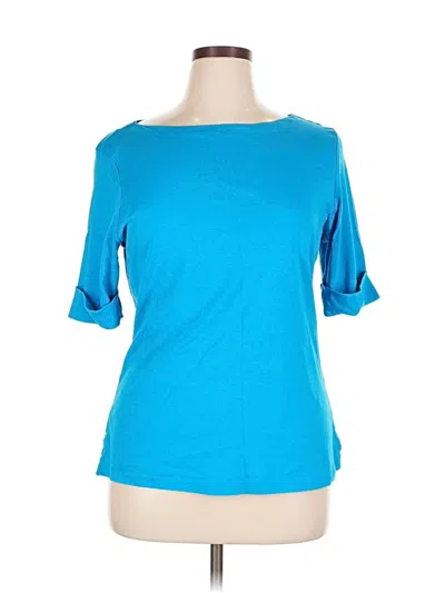 Pre-owned Karen Scott Short Sleeve Top Blue Boatneck Tops