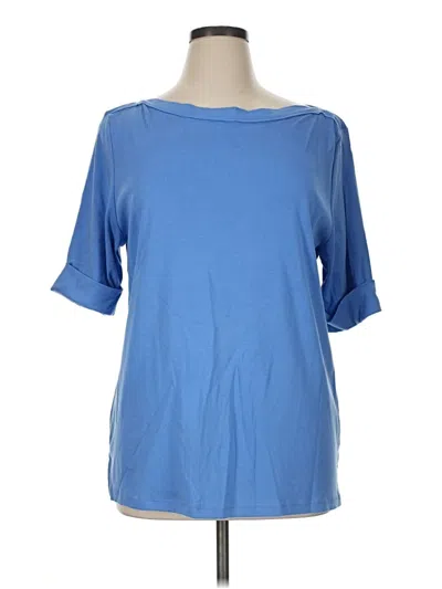 Pre-owned Karen Scott Short Sleeve Top Blue Boatneck Tops