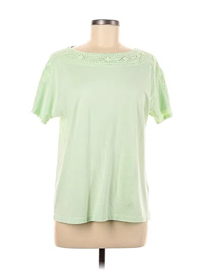 Pre-owned Karen Scott Short Sleeve Top Green Keyhole Neckline Tops