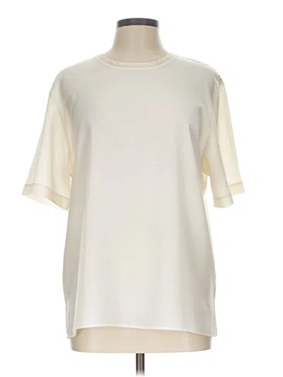 Pre-owned Karen Scott Short Sleeve Top Ivory Mock Neckline Tops