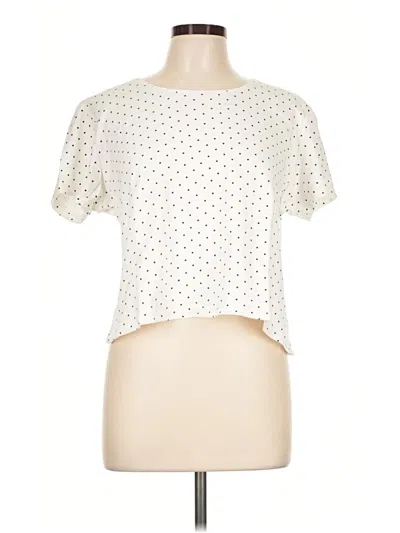Pre-owned Karen Scott Short Sleeve Top Ivory Polka Dots Pattern Keyhole Neckline Tops