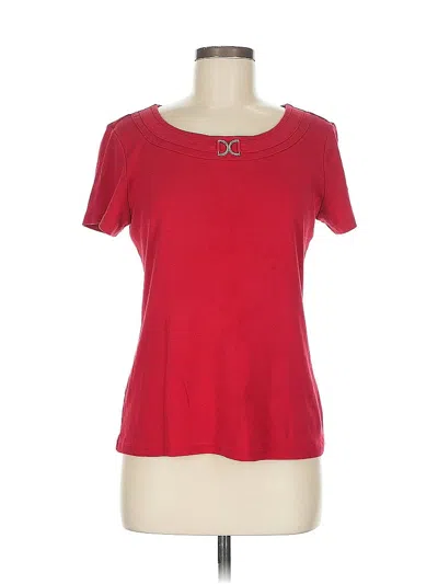 Pre-owned Karen Scott Short Sleeve Top Red Scoop Neck Tops