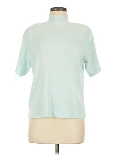 Pre-owned Karen Scott Short Sleeve Top Teal Mock Neckline Tops