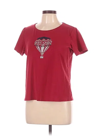 Pre-owned Karen Scott Short Sleeve T-shirt In Burgundy