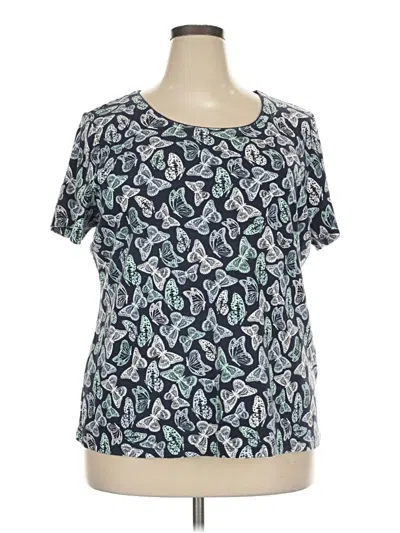 Pre-owned Karen Scott Short Sleeve T-shirt In Teal