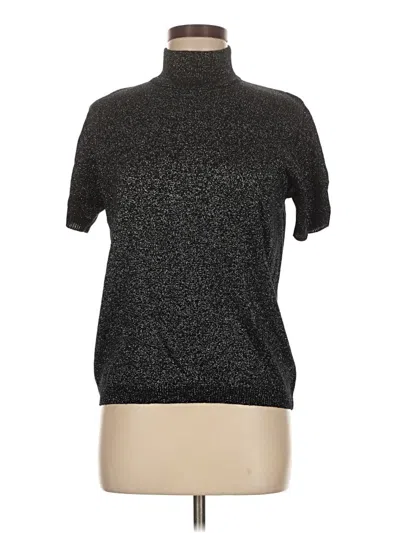 Pre-owned Karen Scott Short Sleeve Turtleneck In Silver