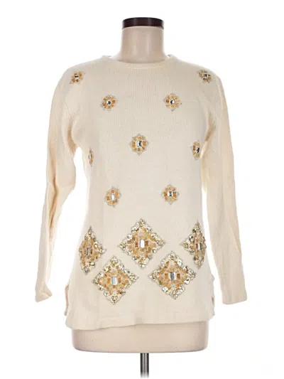 Pre-owned Karen Scott Silk Pullover Sweater In Ivory