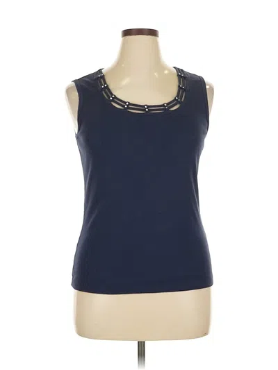 Pre-owned Karen Scott Sleeveless Top Blue Scoop Neck Tops
