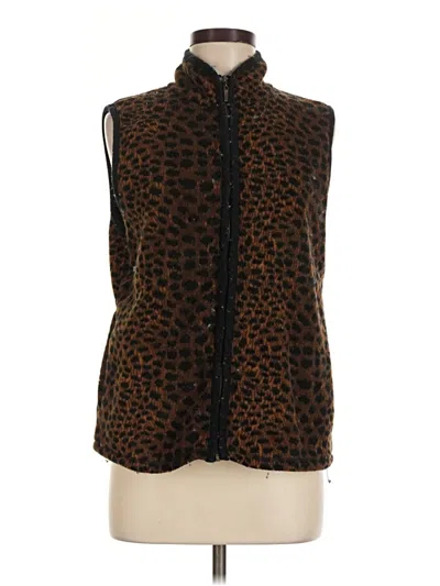 Pre-owned Karen Scott Sleeveless Top Brown High Neck Tops