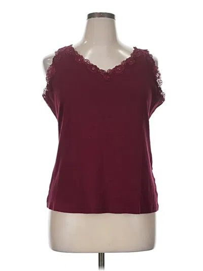 Pre-owned Karen Scott Sleeveless Top Burgundy Sweetheart Neckline Tops