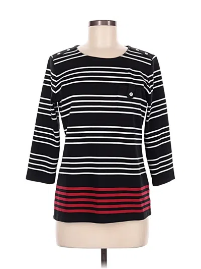 Pre-owned Karen Scott Sport 3/4 Sleeve Top Black Boatneck Tops