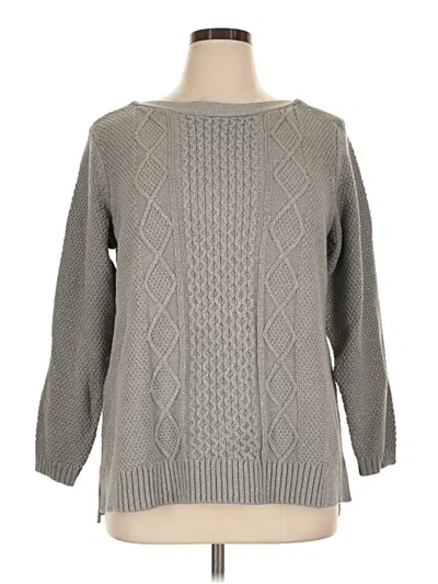 Karen Scott Sport 3/4 Sleeve Top Gray Boatneck Tops