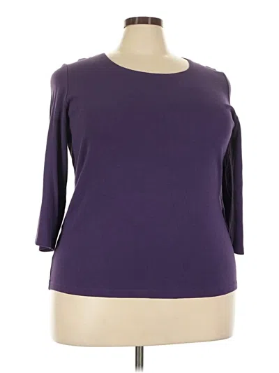 Pre-owned Karen Scott Sport 3/4 Sleeve Top Purple Boatneck Tops