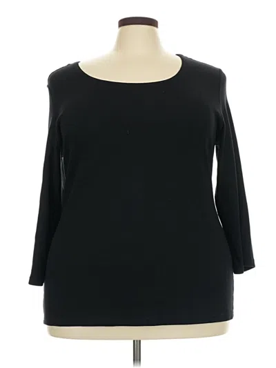 Pre-owned Karen Scott Sport 3/4 Sleeve T-shirt In Black