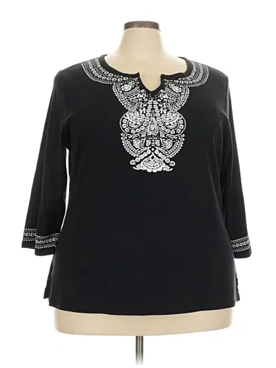 Pre-owned Karen Scott Sport 3/4 Sleeve T-shirt In Black