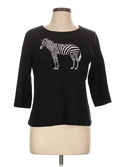 Pre-owned Karen Scott Sport 3/4 Sleeve T-shirt In Black