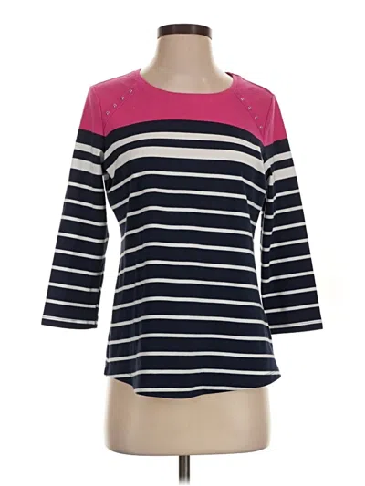 Pre-owned Karen Scott Sport 3/4 Sleeve T-shirt In Pink