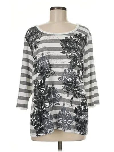 Pre-owned Karen Scott Sport 3/4 Sleeve T-shirt In Silver