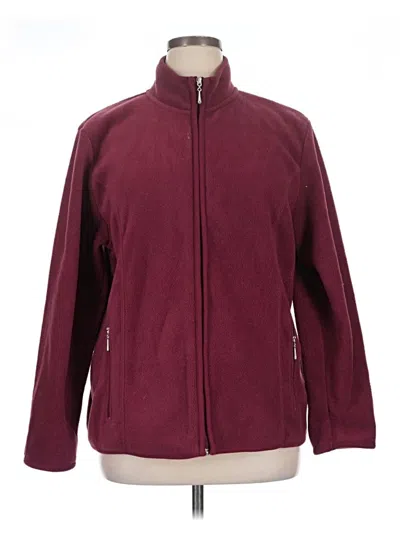 Pre-owned Karen Scott Sport Cardigan Sweater In Burgundy